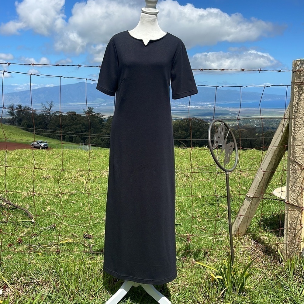 Hanna Anderson Black Straight Short Sleeve Maxi Dress Xs Tall